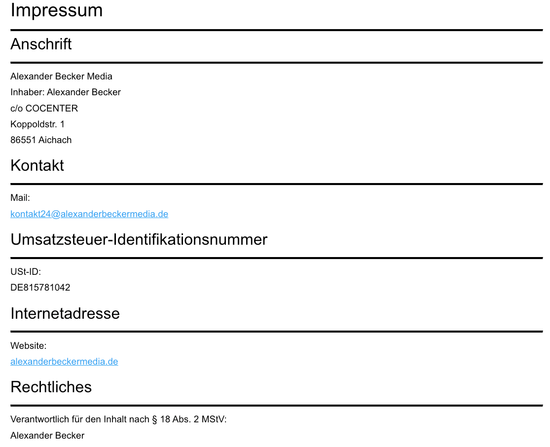 Illustration für das Impressum von Alexander Becker Media